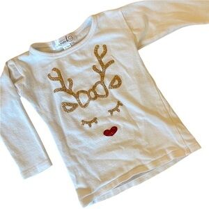 🎄🎅🎄Sweet Wink Gold & Red Glitter Reindeer Long-sleeve‎  Holiday Shirt